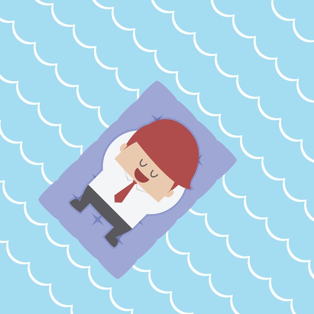 Relaxed Businessman Floating on Pool Raft
